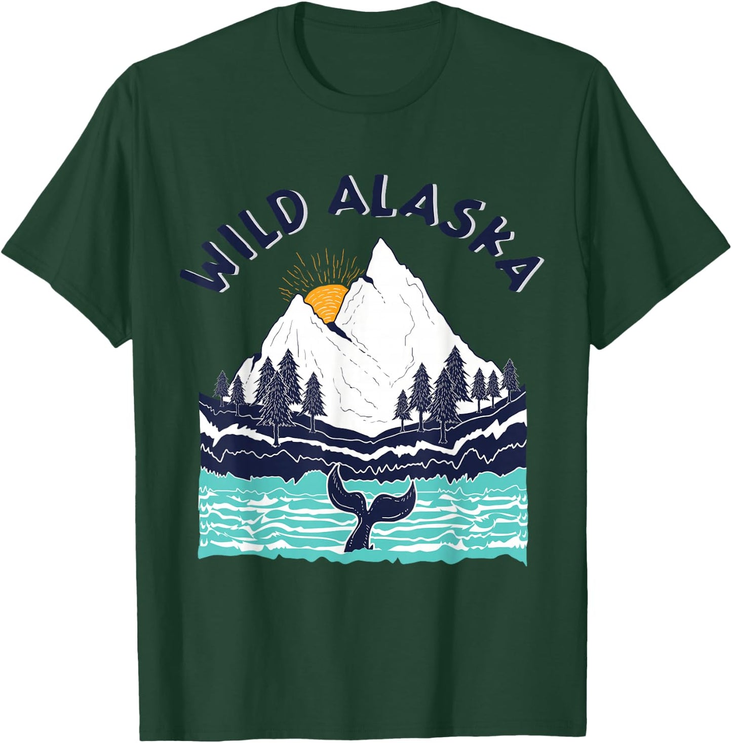 Vintage Alaska Wild Landscape Humpback Whale T-Shirt - T-Shirt | Forest