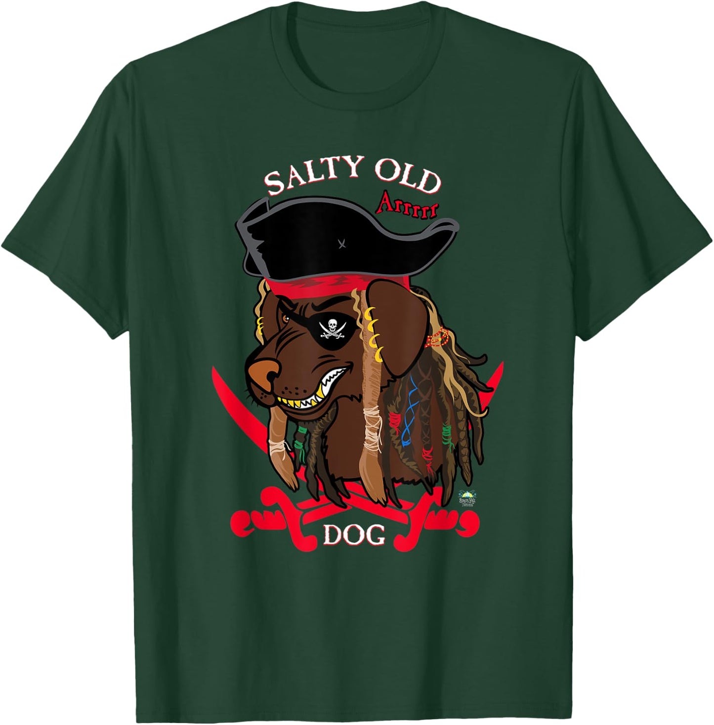 Salty Old Dog Pirate Women Kids T-Shirt - T-Shirt | Forest
