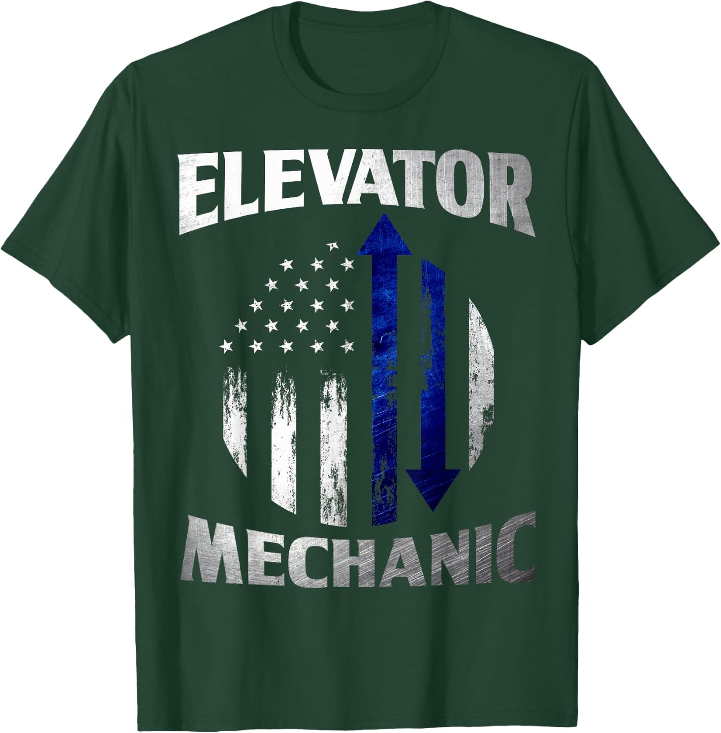 Elevator Mechanic American Flag Elevator Technician T-Shirt - T-Shirt | Forest