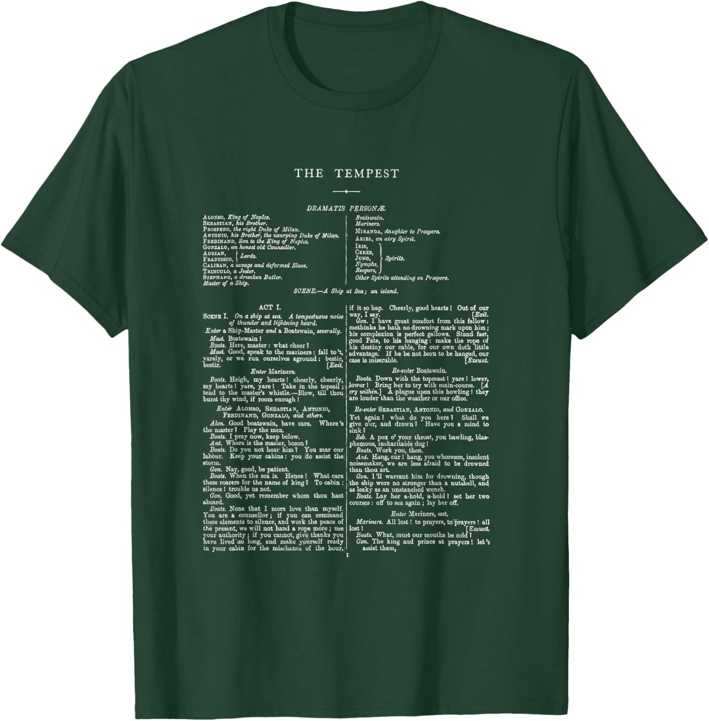 The Tempest William Shakespeare First Page T-Shirt - T-Shirt | Forest