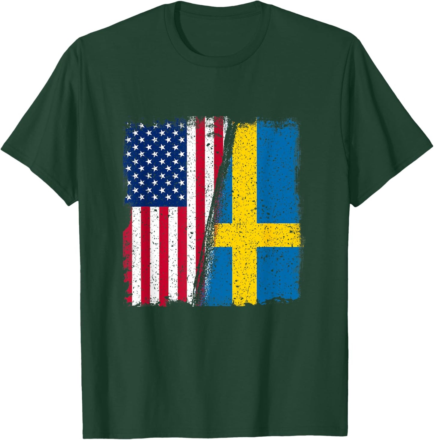 Sweden USA Swede USA Lover Sverige USA Flag T-Shirt - T-Shirt | Forest