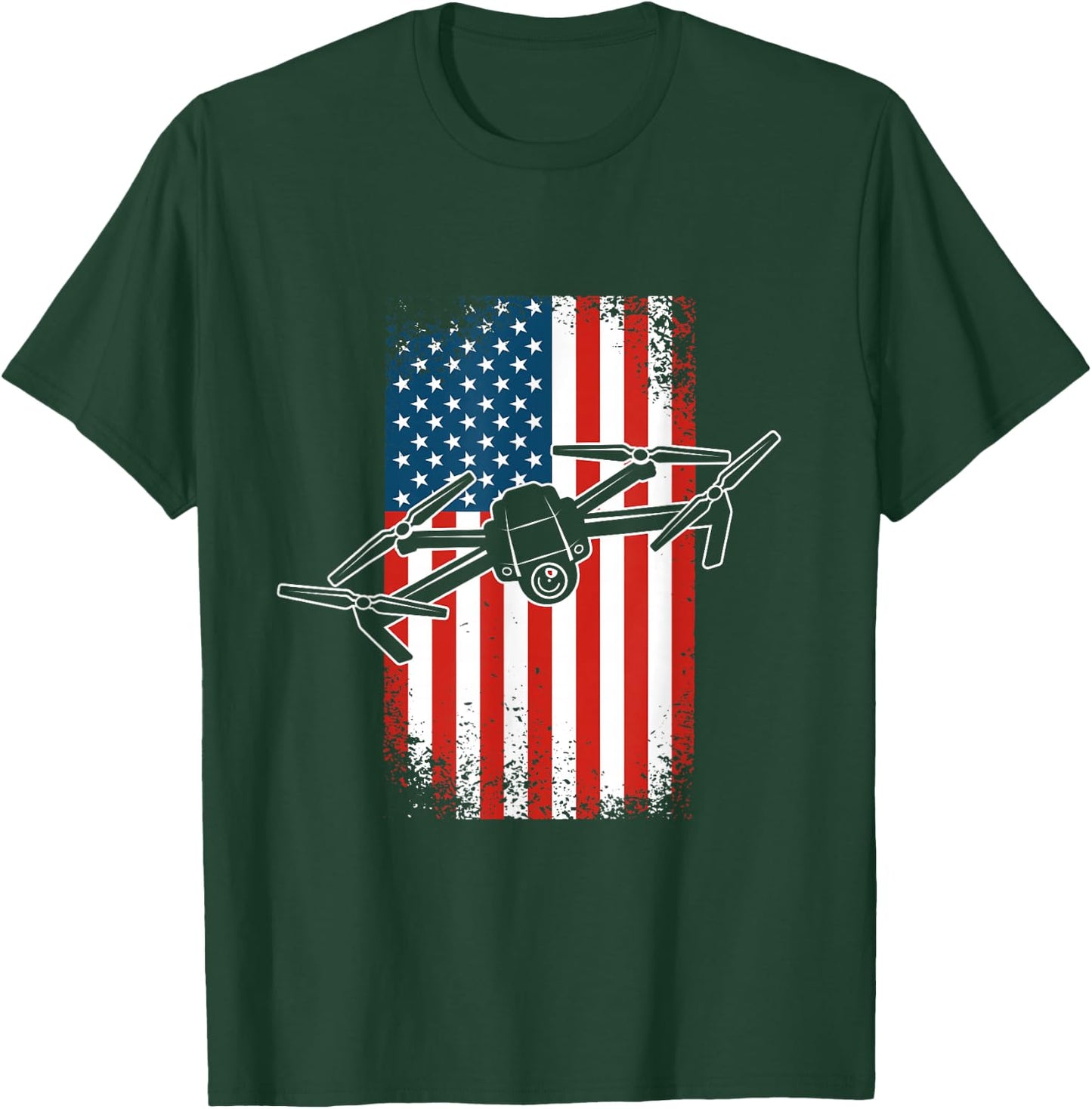 Drone Pilot Quadcopter Patriotic American Flag T-Shirt - T-Shirt | Forest