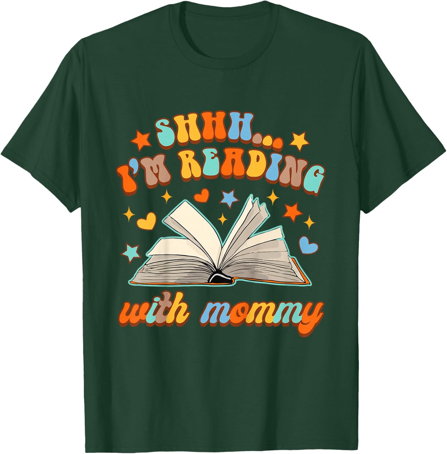Kids Book Lover Mommy & Me Tiny Bookworm I'm Reading With Mommy T-Shirt - T-Shirt | Forest