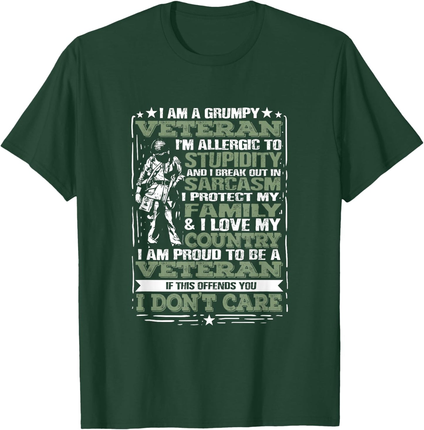 I'm A Grumpy Veteran Quote For A US Military Veteran T-Shirt - T-Shirt | Forest
