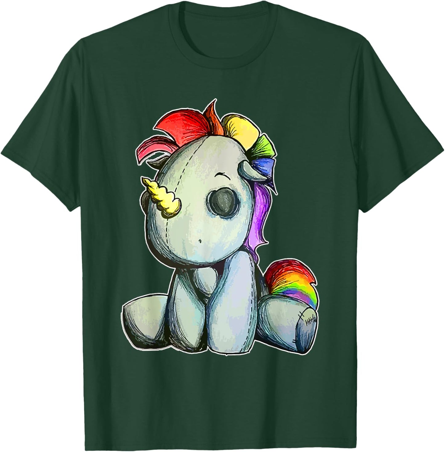 Funny Unicorn Pastel Goth Voodoo Doll Halloween Costume Day T-Shirt - T-Shirt | Forest