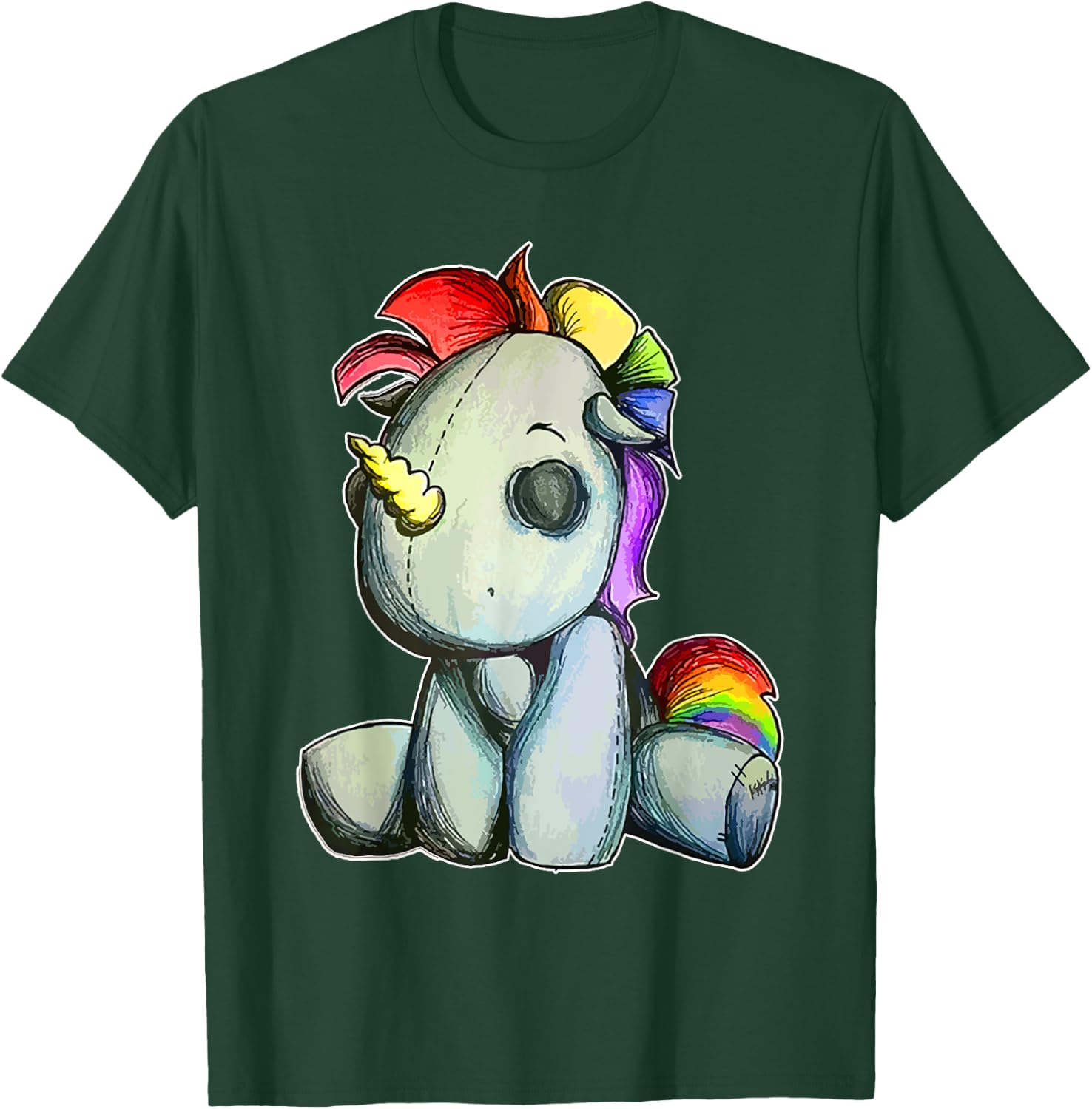Funny Unicorn Pastel Goth Voodoo Doll Halloween Costume Day T-Shirt - T-Shirt | Forest