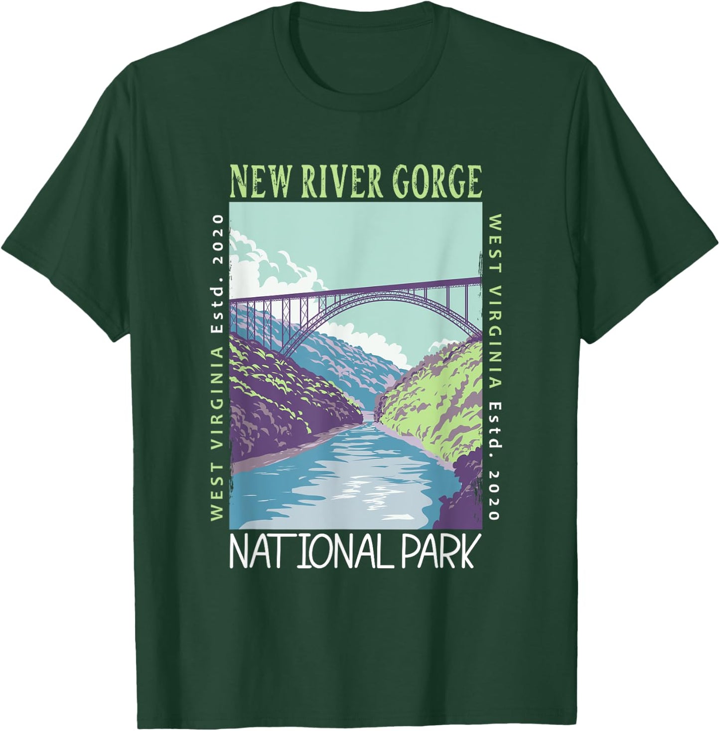 New River Gorge National Park Bridge Distressed Vintage T-Shirt - T-Shirt | Forest