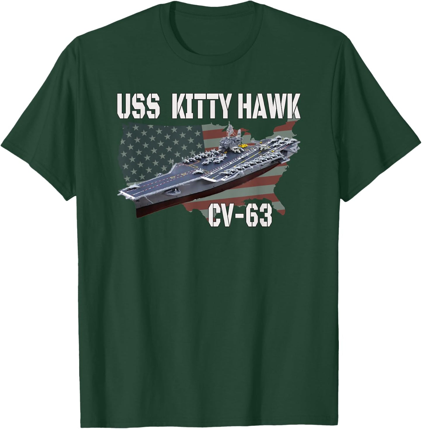 USS Kitty Hawk CV-63 Aircraft Carrier Veterans Day T-Shirt - T-Shirt | Forest
