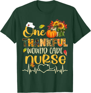 One Thankful Wound care Nurse Pumpkin Thanksgiving Fall T-Shirt - T-Shirt | Forest
