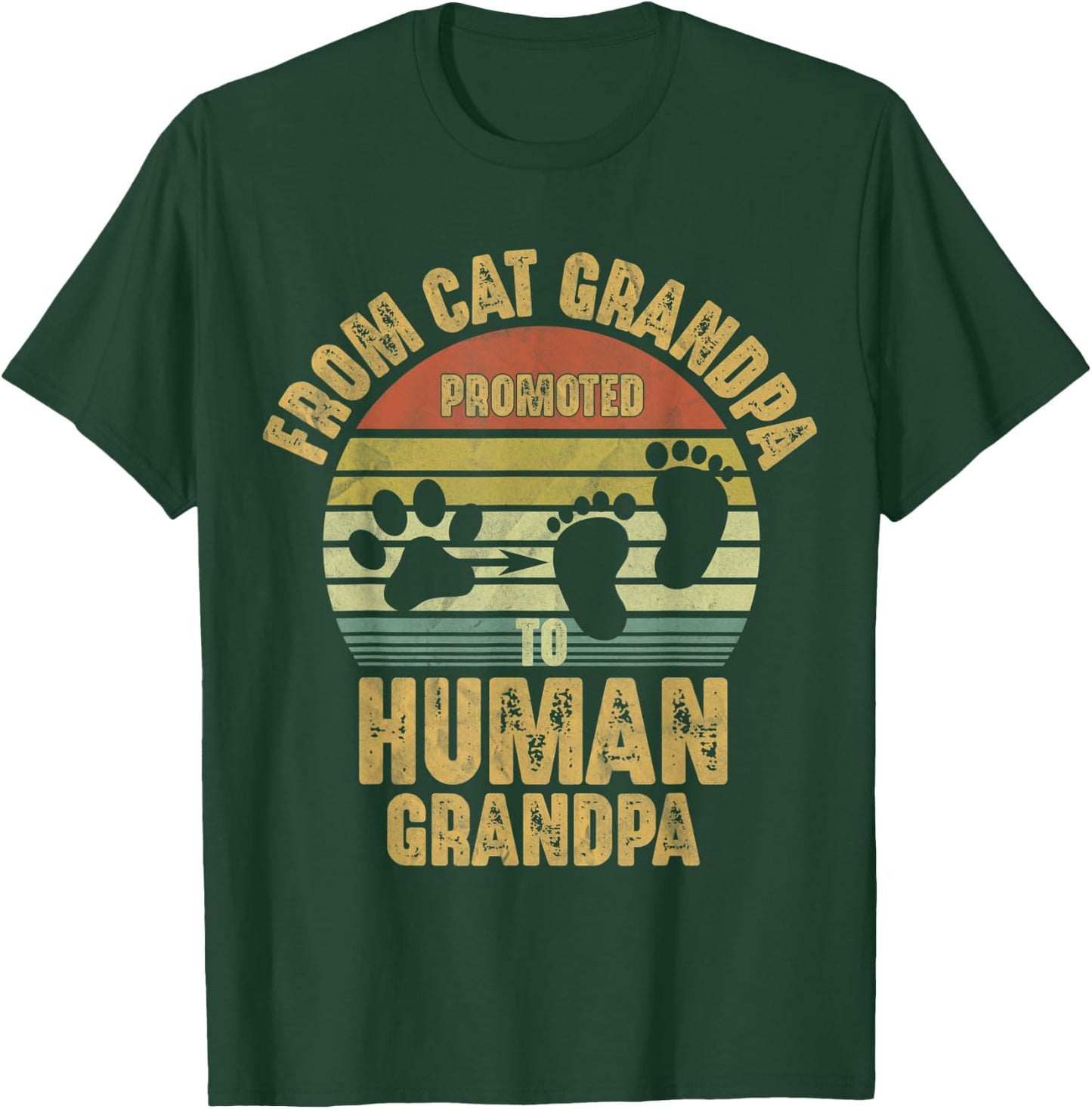Promoted From Cat Grandpa To Human Grandpa T-Shirt - T-Shirt | Forest