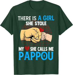 Pappou Fathers Day From Wife And Daughter She Stole My Heart T-Shirt - T-Shirt | Forest