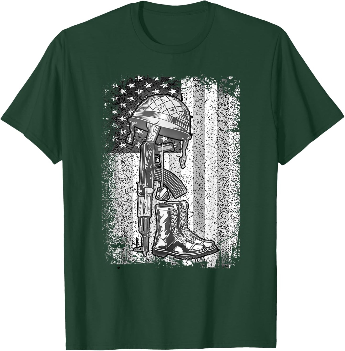 Heroes Don't Wear Capes They Wear Dog Tags & Combat Boots Men Women T-Shirt - T-Shirt | Forest