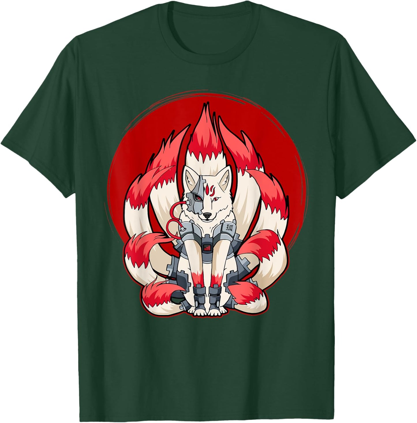 Cyborg Kitsune Nine Tailed Fox Cyber Aesthetic T-Shirt - T-Shirt | Forest