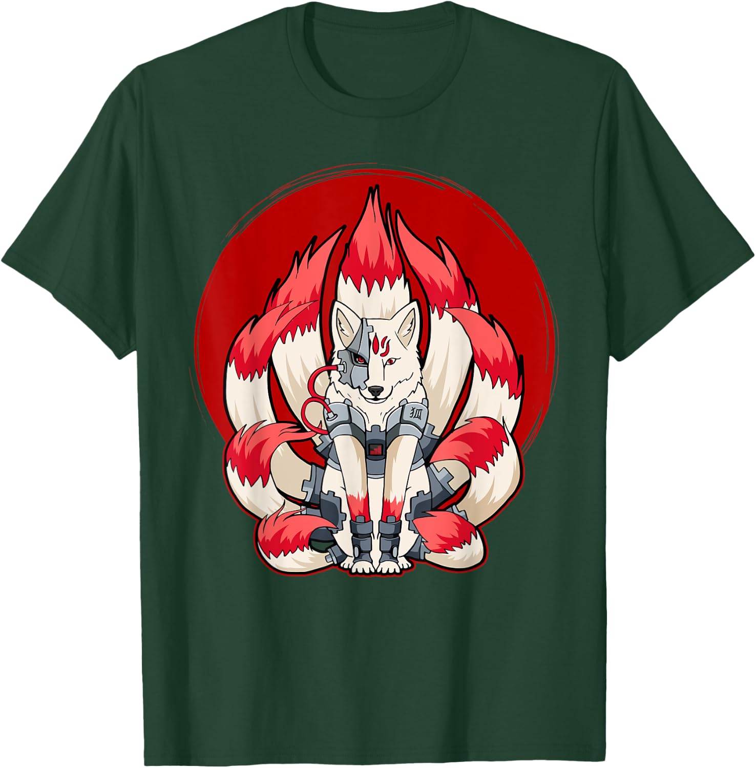 Cyborg Kitsune Nine Tailed Fox Cyber Aesthetic T-Shirt - T-Shirt | Forest