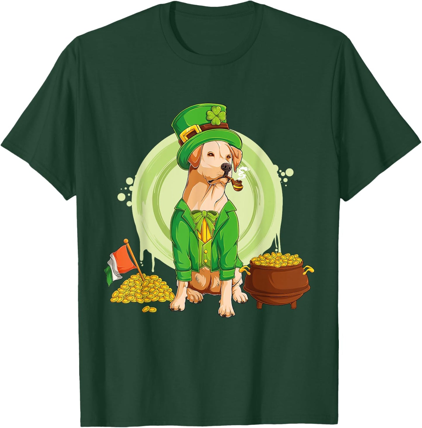 Labrador Retriever Dog Leprechaun Hat Irish Flag Labbi Women Kids T-Shirt - T-Shirt | Forest