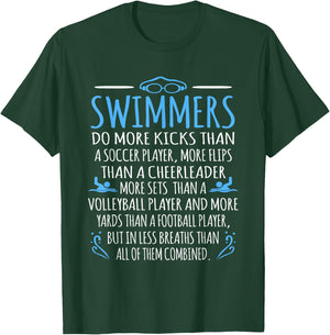 Swimmers Facts Funny Swimming Swim Coach Men Women Graphic Small T-Shirt - T-Shirt | Forest