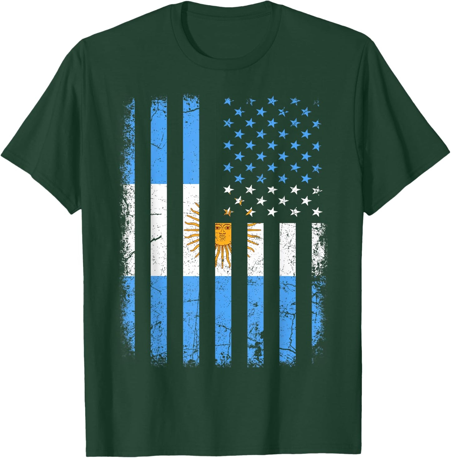 Argentinian American Flag Argentinian Roots Argentina Gift Small T-Shirt - T-Shirt | Forest