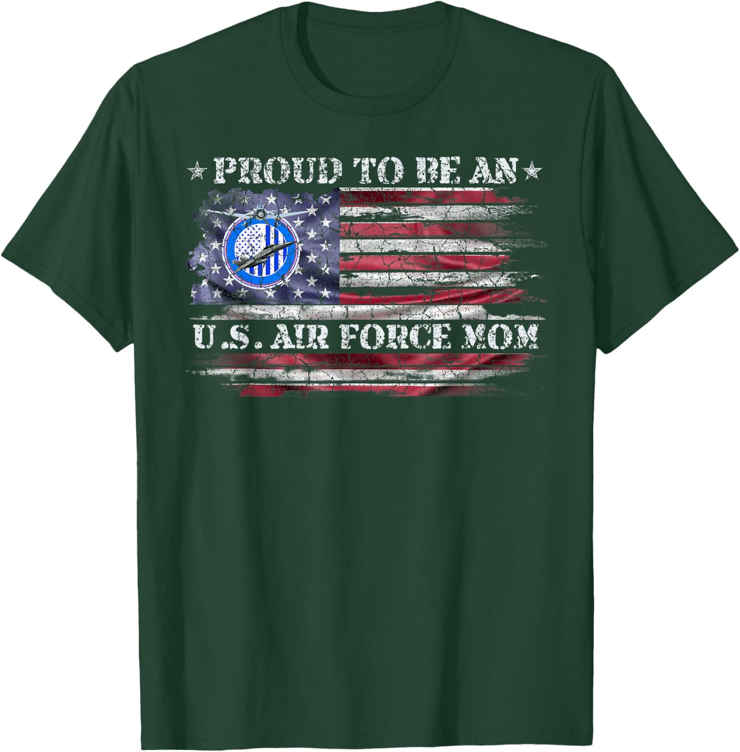 Vintage USA American Flag Proud To Be An US Air Force Mom T-Shirt - T-Shirt | Forest