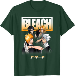 Bleach Cast and Ombre Logo Anime T-Shirt - T-Shirt | Forest