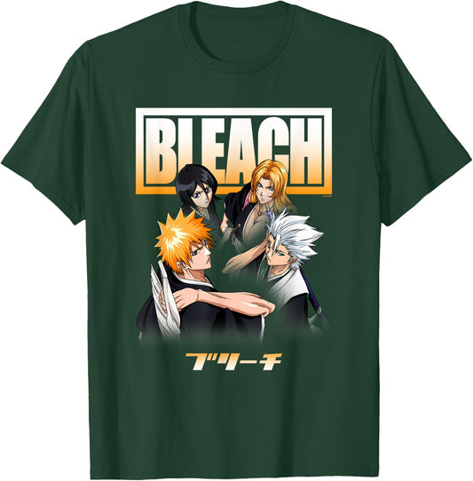 Bleach Cast and Ombre Logo Anime T-Shirt - T-Shirt | Forest
