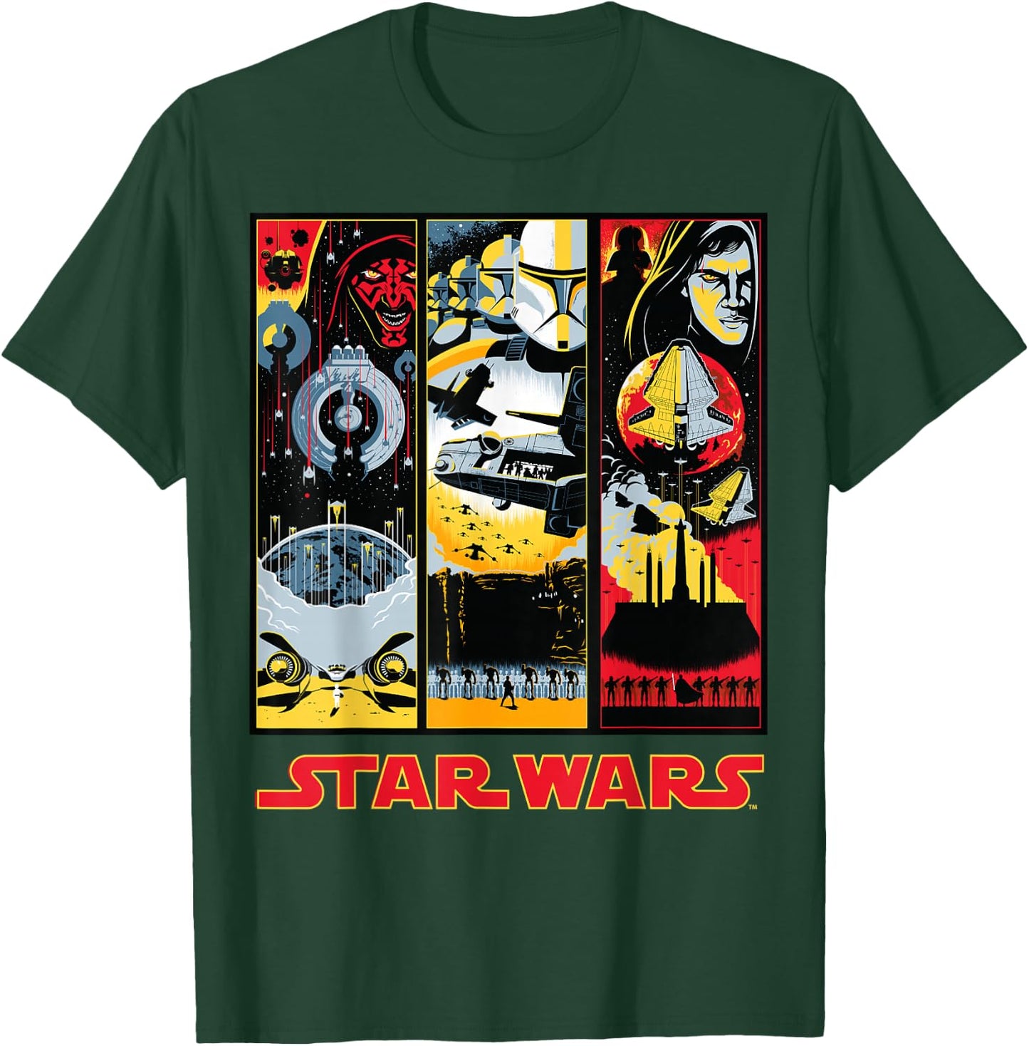 Star Wars Maul Trooper Anakin Retro Panels Graphic T-Shirt - T-Shirt | Forest