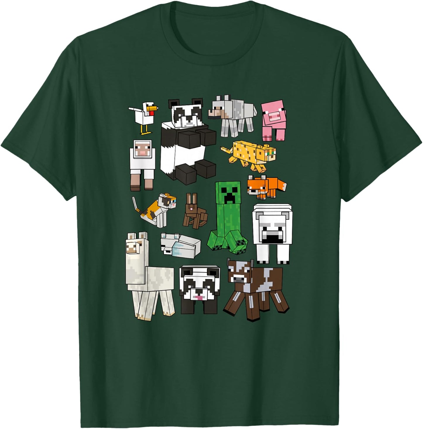Minecraft Creeper & Animals Collage V2 T-Shirt - T-Shirt | Forest