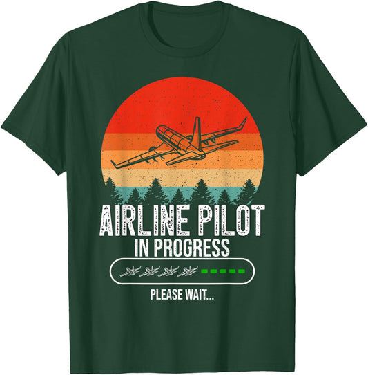 Retro Airline Pilot In Progress Future Airline Pilot Kids T-Shirt - T-Shirt | Forest