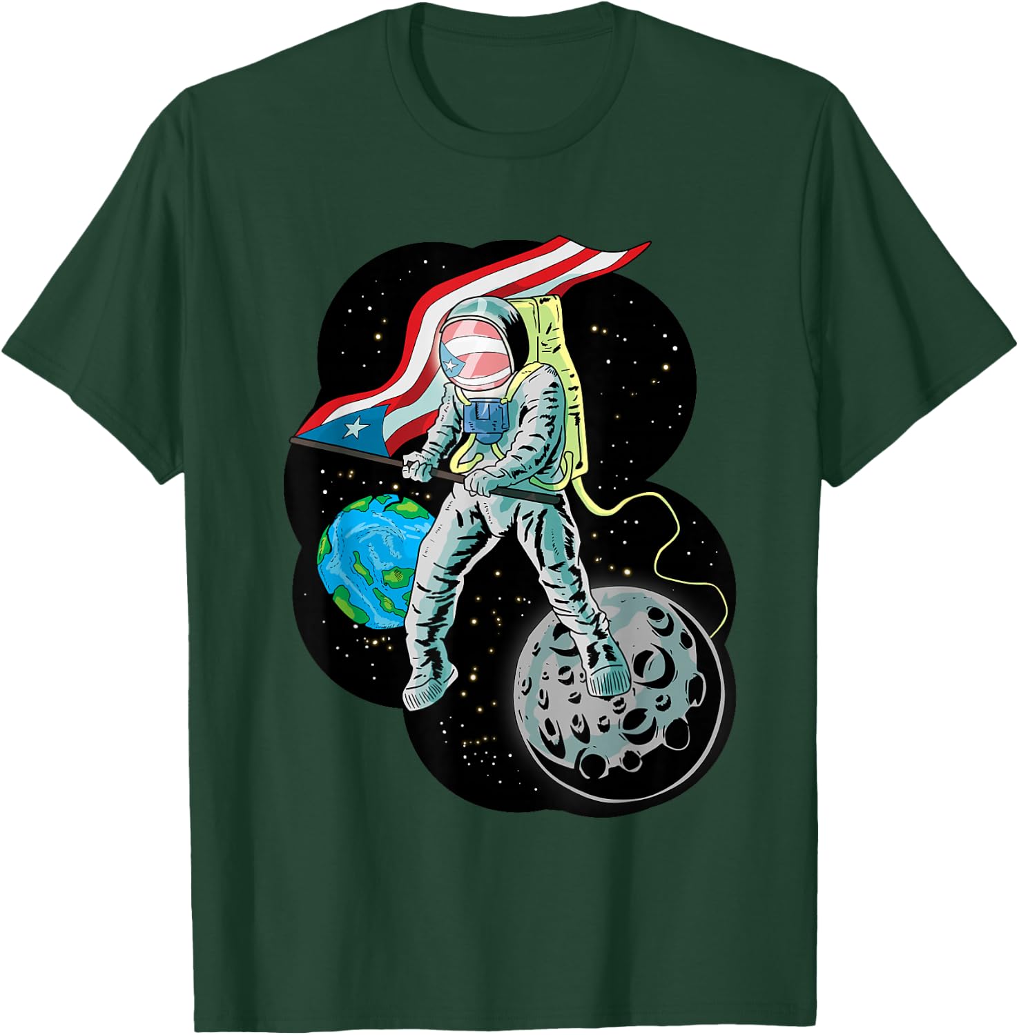 Puerto Rico Pride Boricua Aunque Naciera en la Luna T-Shirt - T-Shirt | Forest