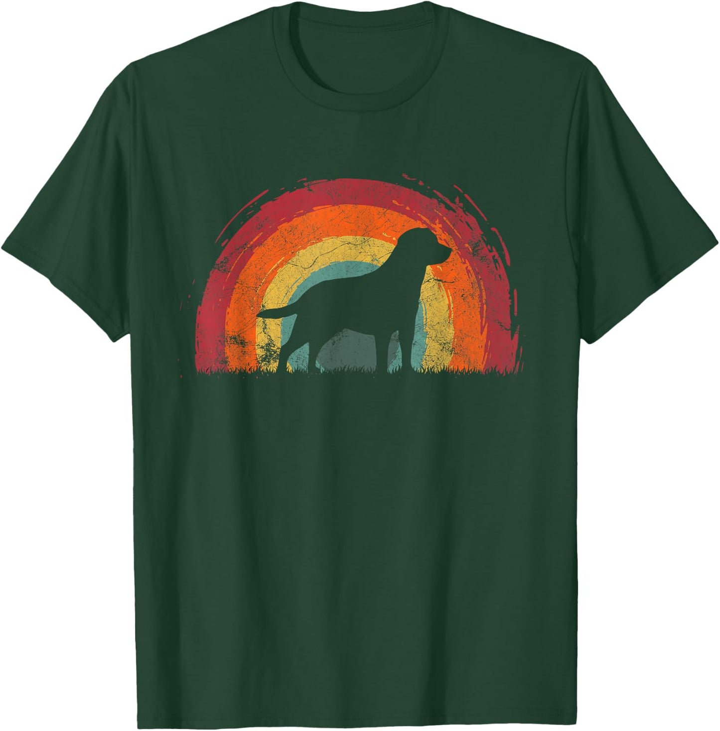 Mutt Vintage Rainbow Dog Men Women T-Shirt - T-Shirt | Forest