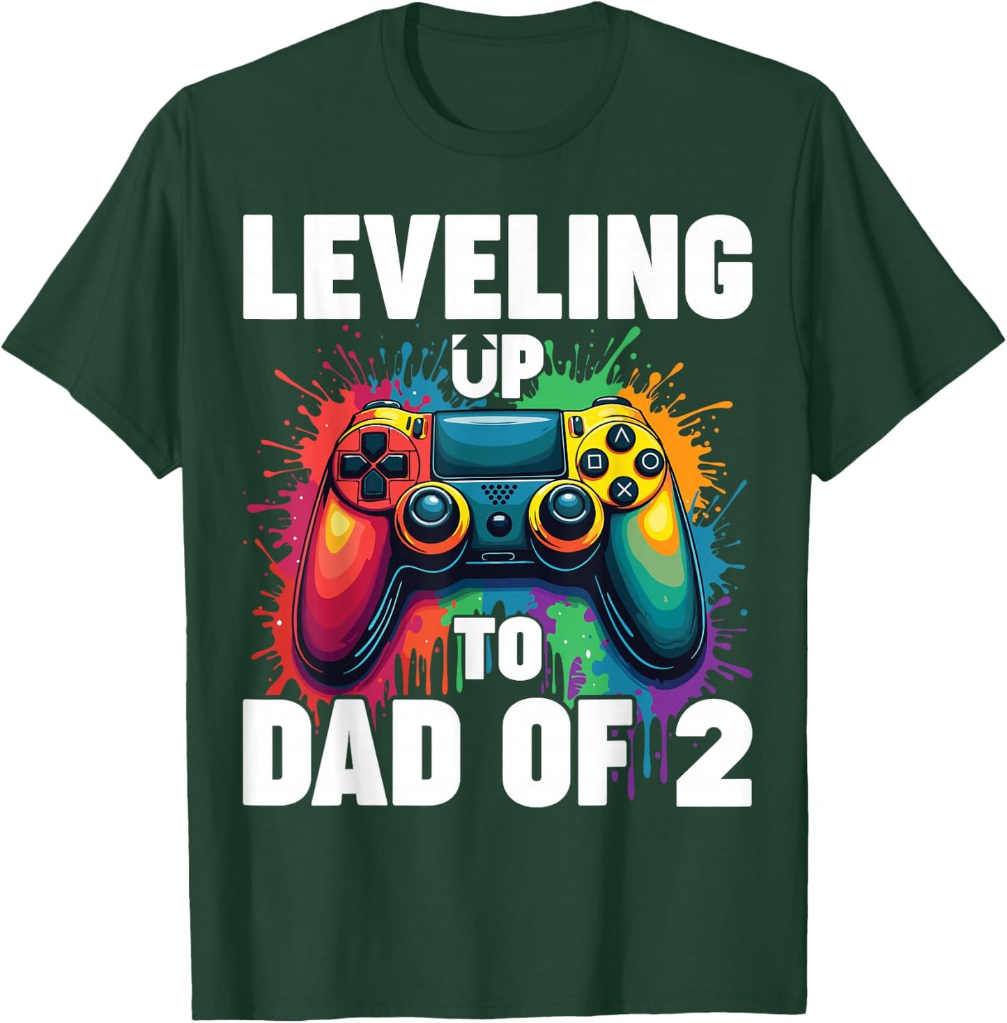 Promoted To Dad Gender Reveal Leveling Up To Dad Of 2 T-Shirt - T-Shirt | Forest