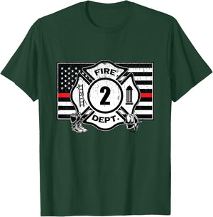 2nd Birthday Firefighter Fire Truck 2 Year Old T-Shirt - T-Shirt | Forest