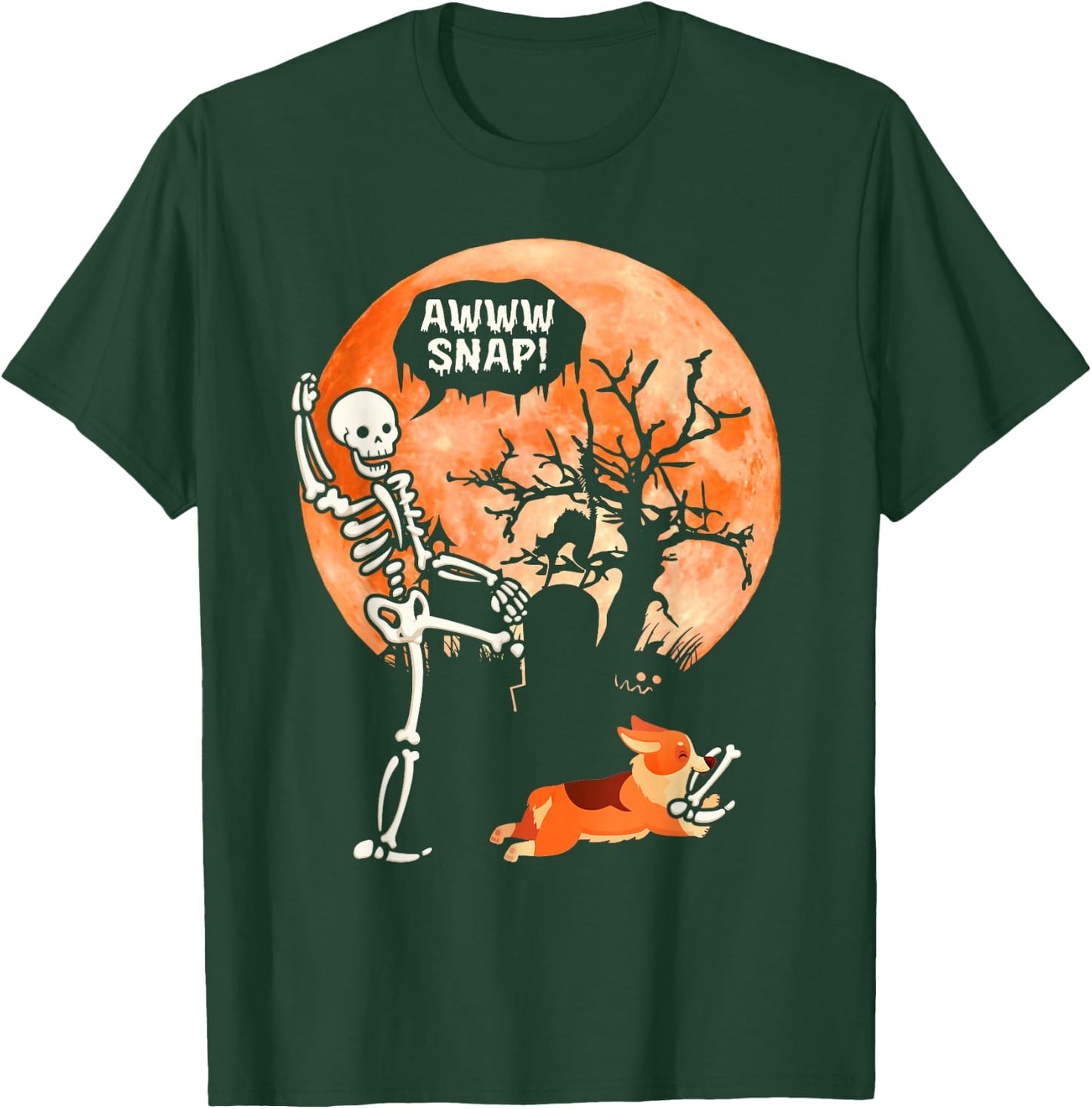 Awww Snap Halloween Costume Corgi Bring Skeleton Broken Leg T-Shirt - T-Shirt | Forest