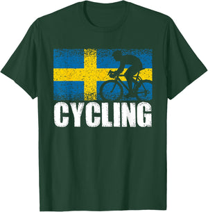Cycling, Sweden flag, Swedish bicycle road cyclist T-Shirt - T-Shirt | Forest