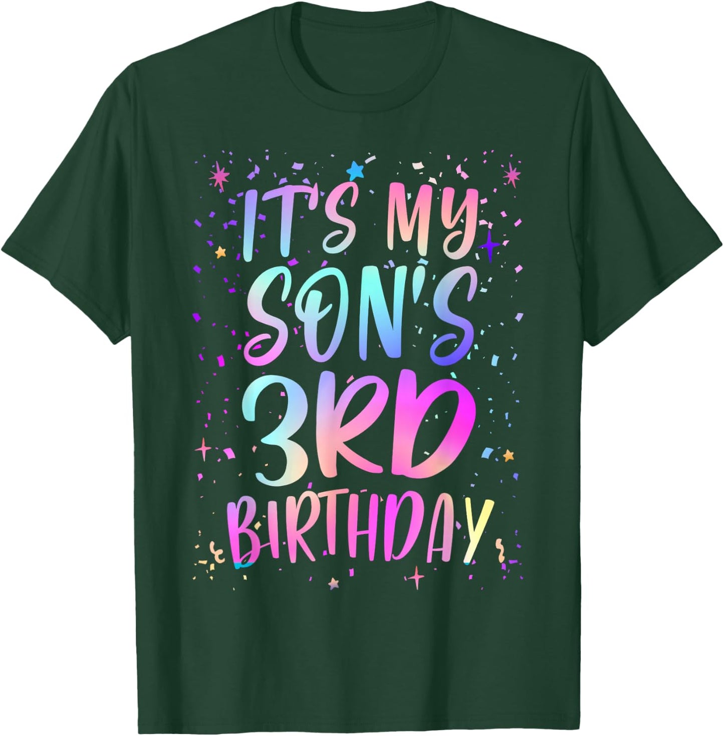 It's My Son's 3rd Birthday Colorful Happy 3 Years Old T-Shirt - T-Shirt | Forest