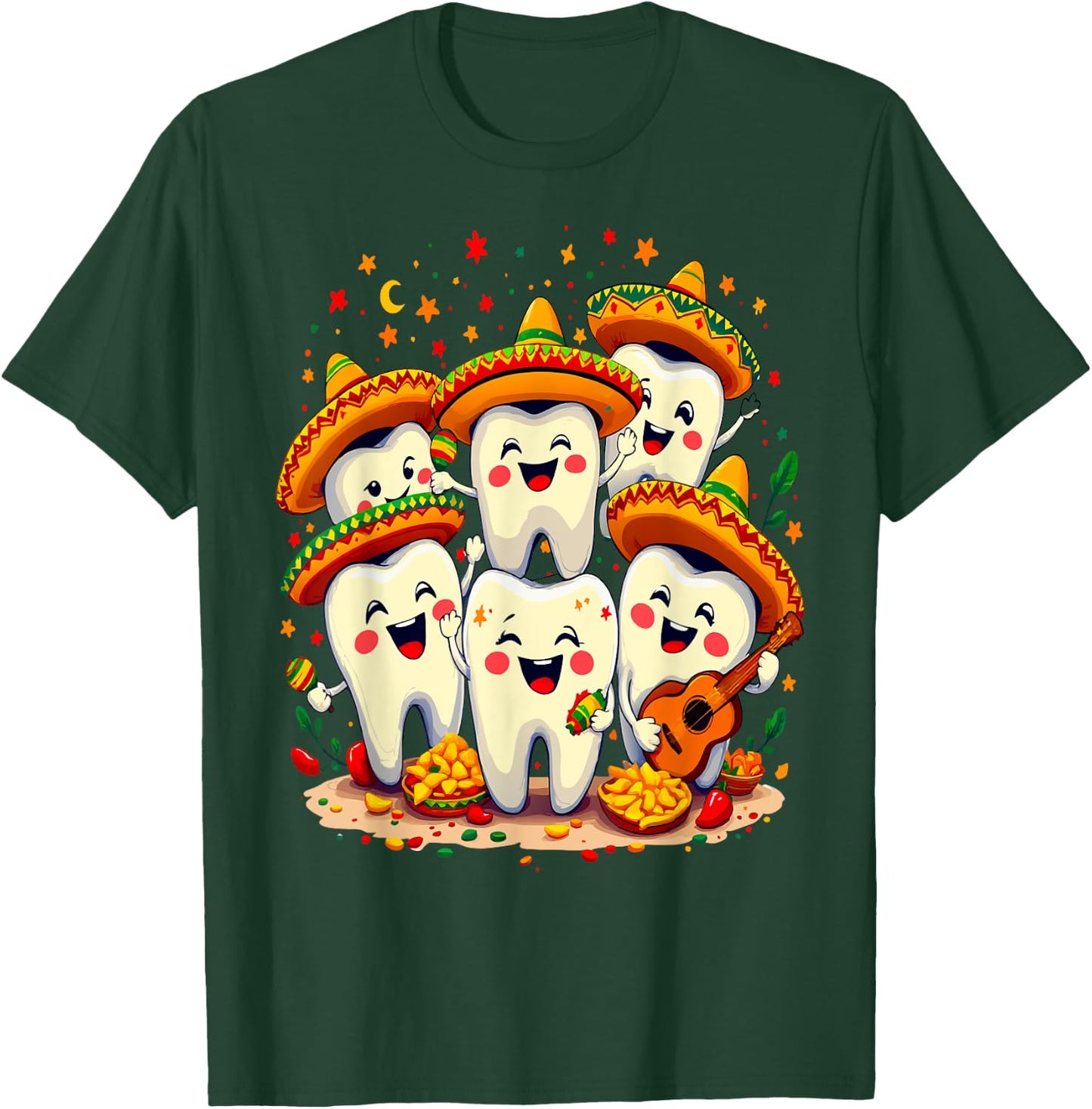 Funny Cinco de Mayo Dentist Dental Tooth Fiesta Sombrero T-Shirt - T-Shirt | Forest