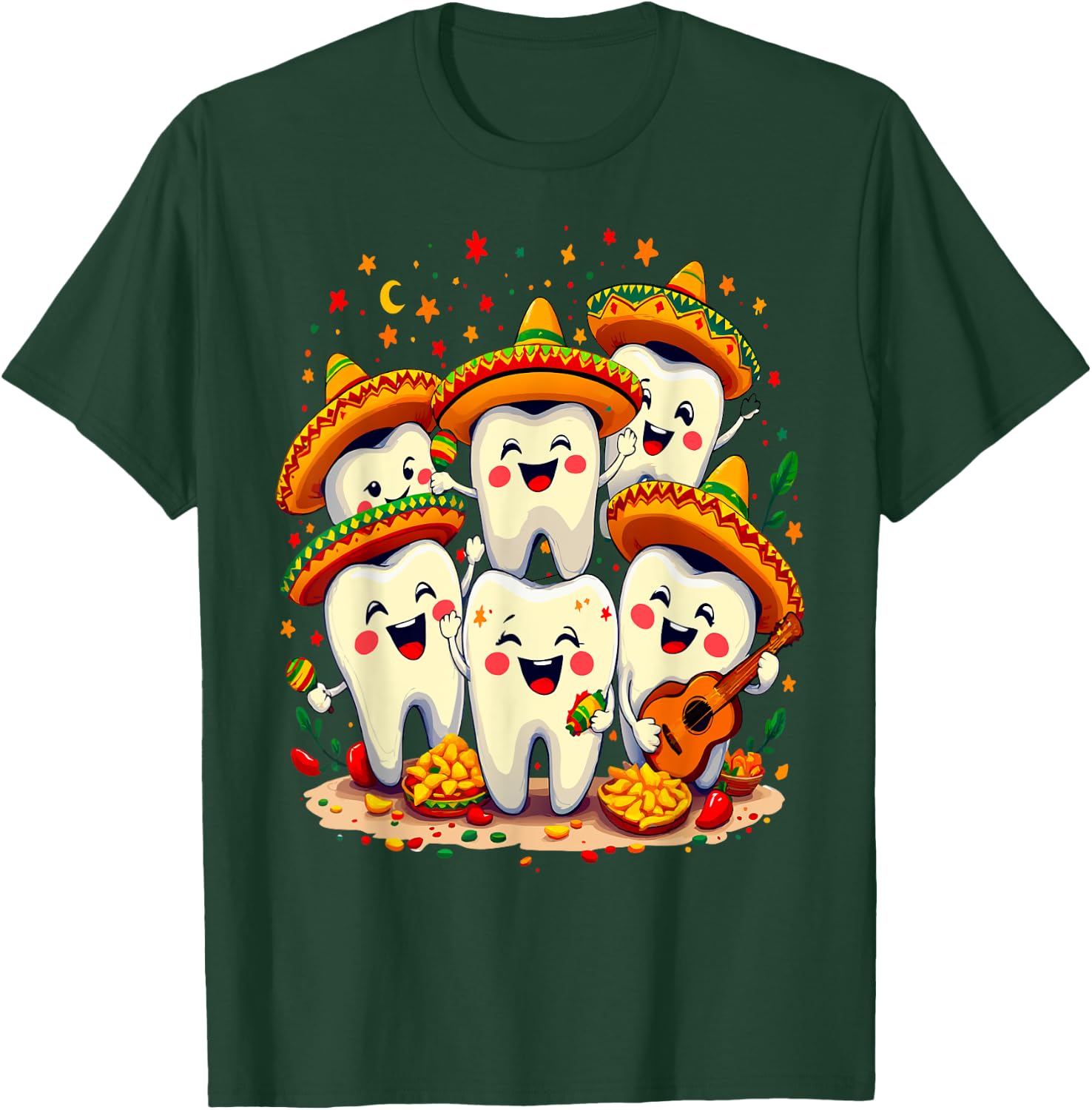 Funny Cinco de Mayo Dentist Dental Tooth Fiesta Sombrero T-Shirt - T-Shirt | Forest