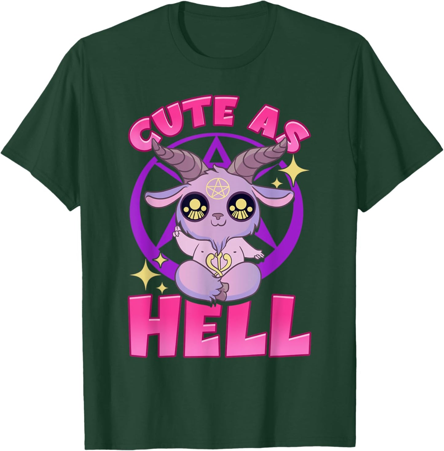 Cute As Hell Pastel Anime Kawaii Baphomet Goth Emo Pun T-Shirt - T-Shirt | Forest