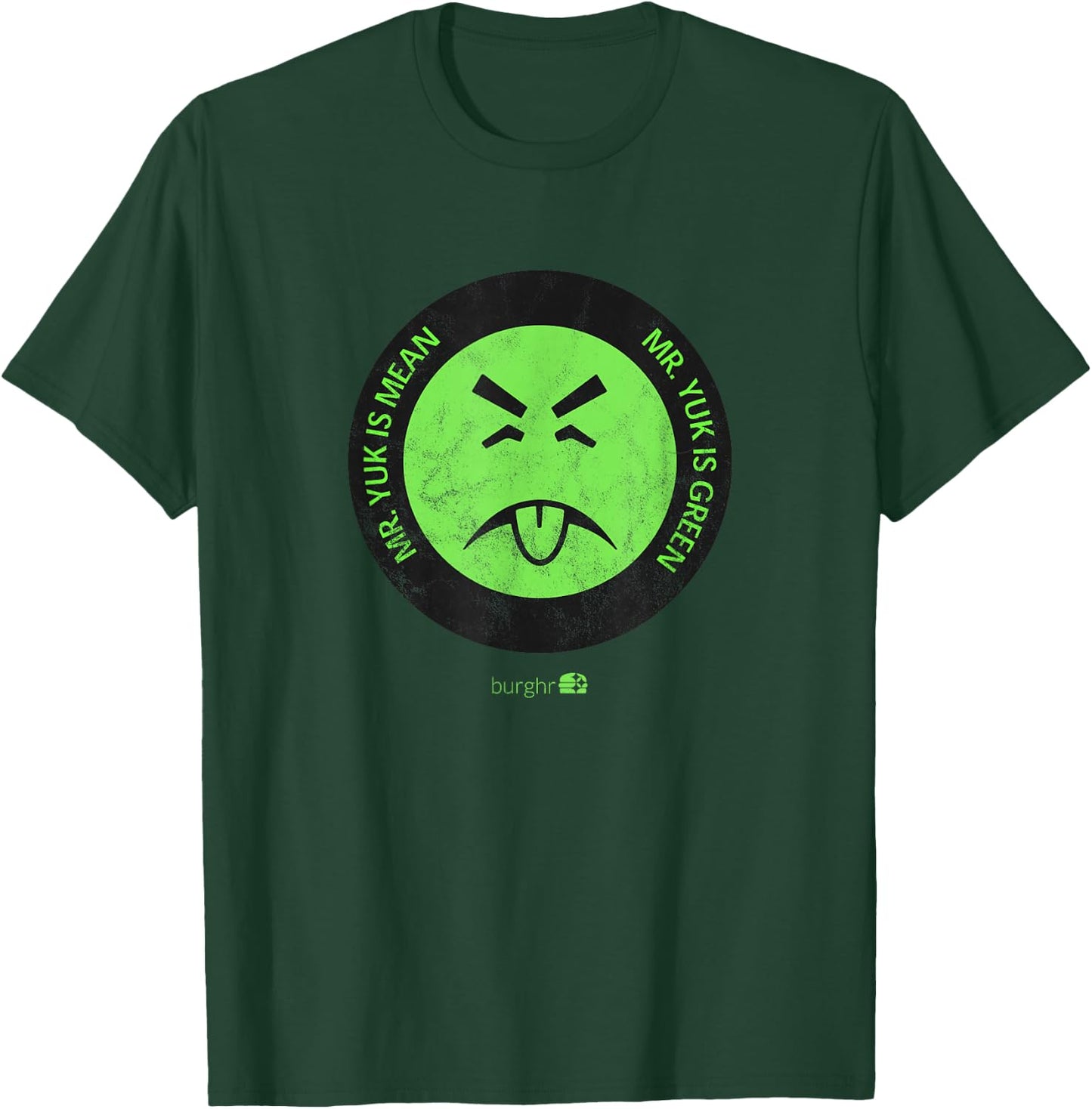 Burghr Men's Mr. Yuk Retro Pittsburgh Themed Green Cartoon T-Shirt - T-Shirt | Forest