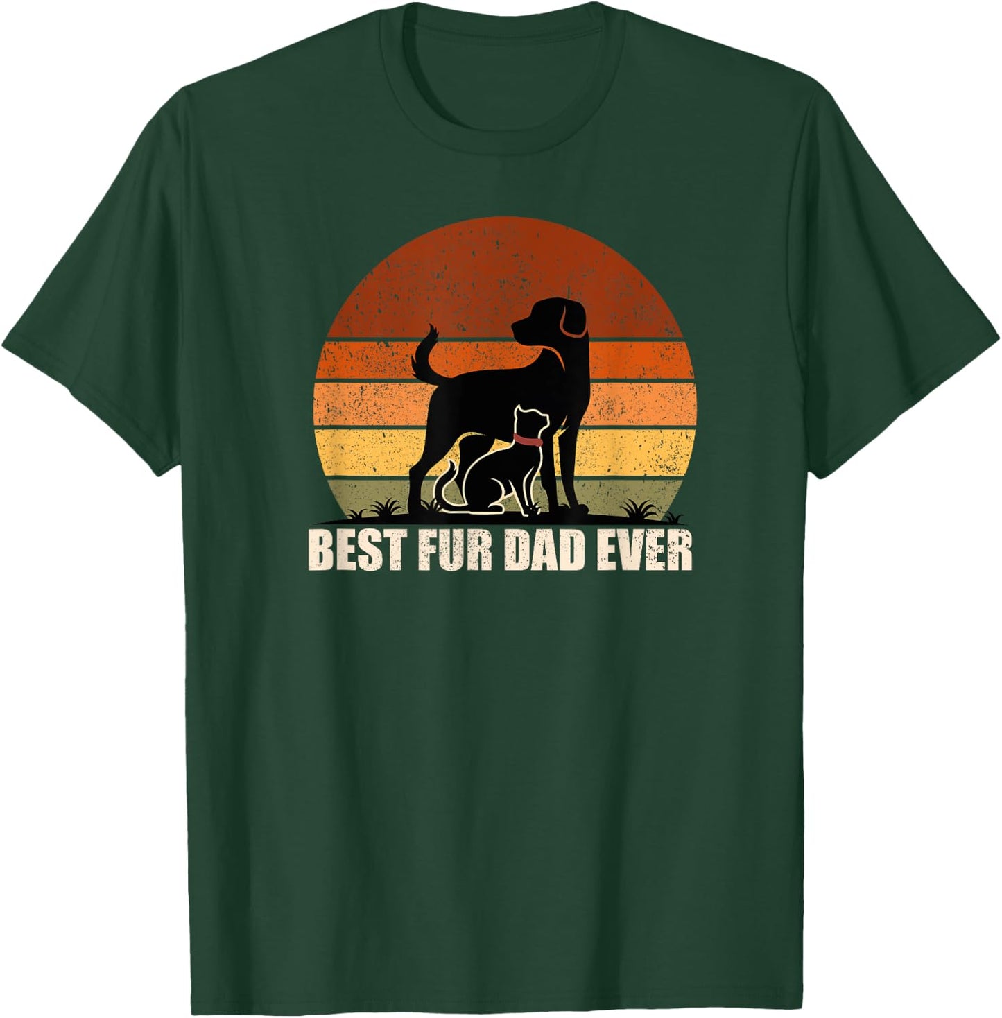 Funny Vintage Retro Best Fur Dad Ever for Dog And Cat Owner Men Women Kids T-Shirt - T-Shirt | Forest