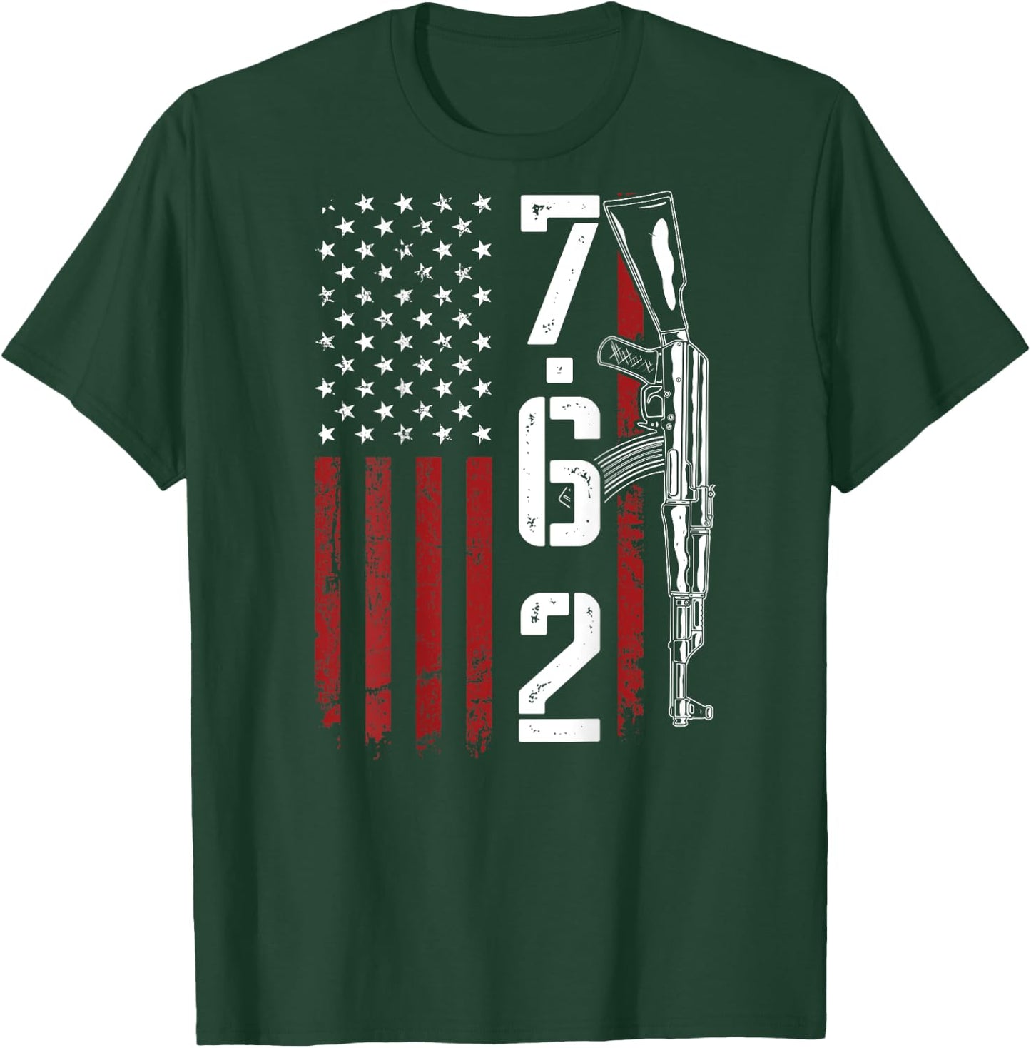 7.62 Ammo AK47 Rifle Owner 762 - Funny Pro Gun - ON BACK T-Shirt - T-Shirt | Forest