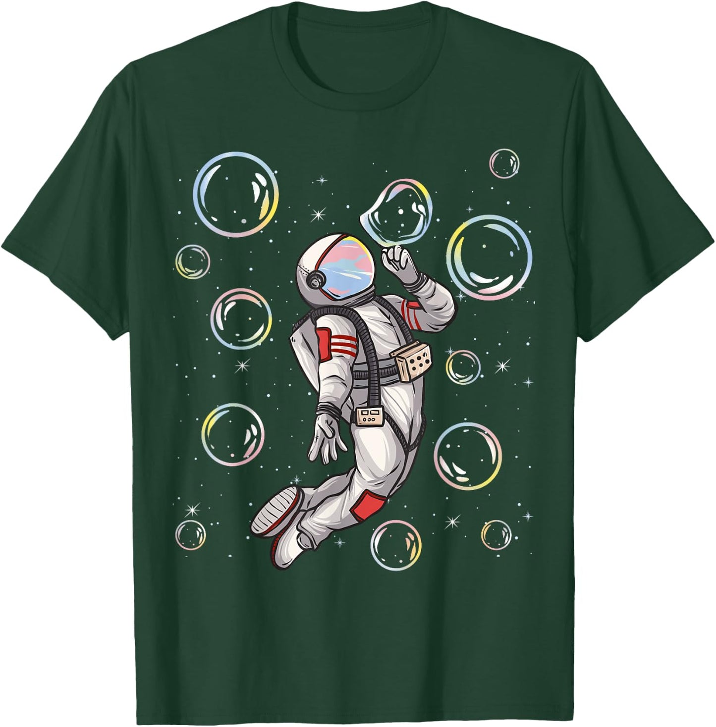 Spaceman Trip Shirt Astronaut Space Planets Balloons Bubbles T-Shirt - T-Shirt | Forest