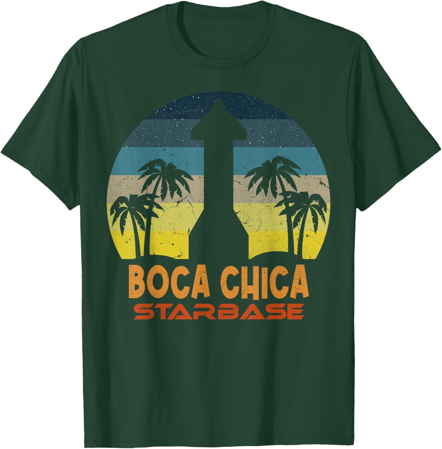 Boca Chica Beach - Vintage Starship - Boca Chica Starbase T-Shirt - T-Shirt | Forest