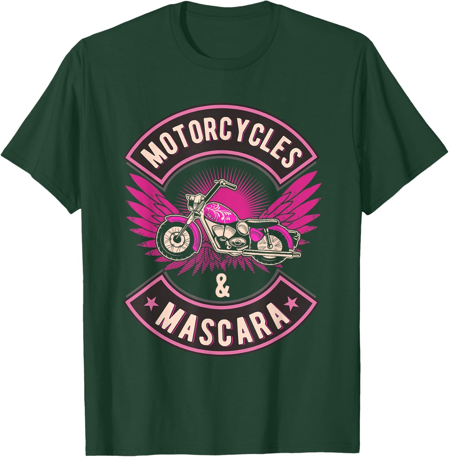 Funny Motorcycles and Mascara Makeup Biking Biker Girl T-Shirt - T-Shirt | Forest