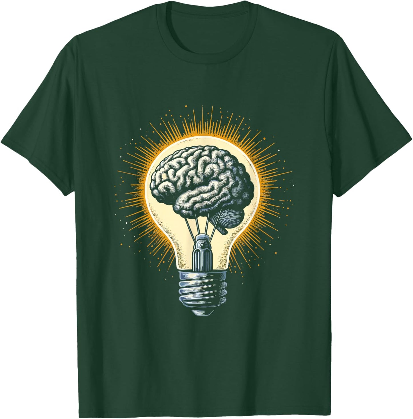 Brain Light Bulb - Inventor Idea Neuroscience Neurologist T-Shirt - T-Shirt | Forest