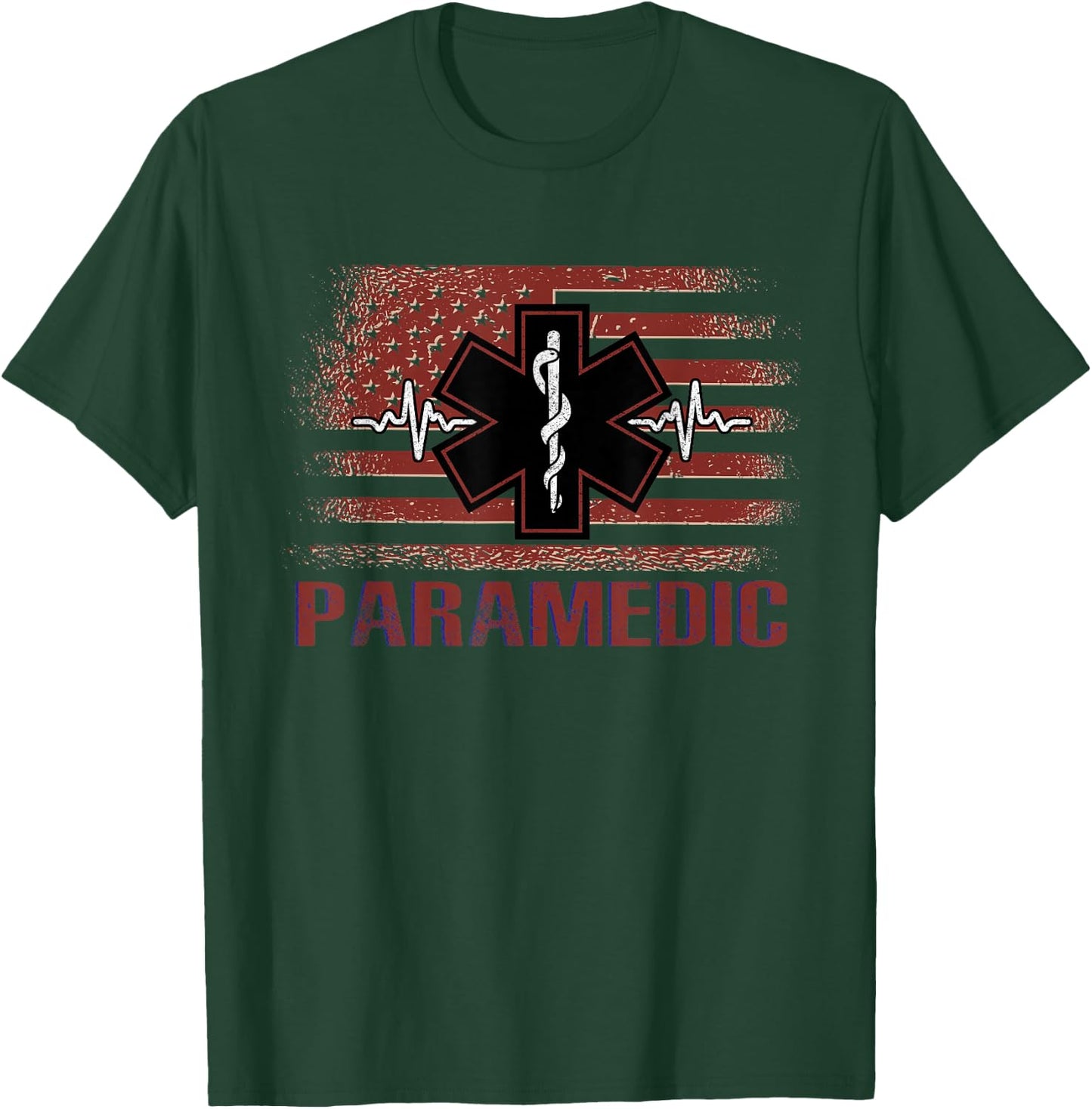 American Flag - Paramedic T-Shirt - T-Shirt | Forest