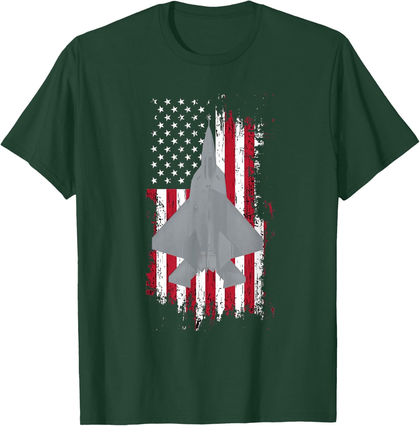 F-22 Raptor Jet American Flag Military Aircraft Shirt Women Men T-Shirt - T-Shirt | Forest