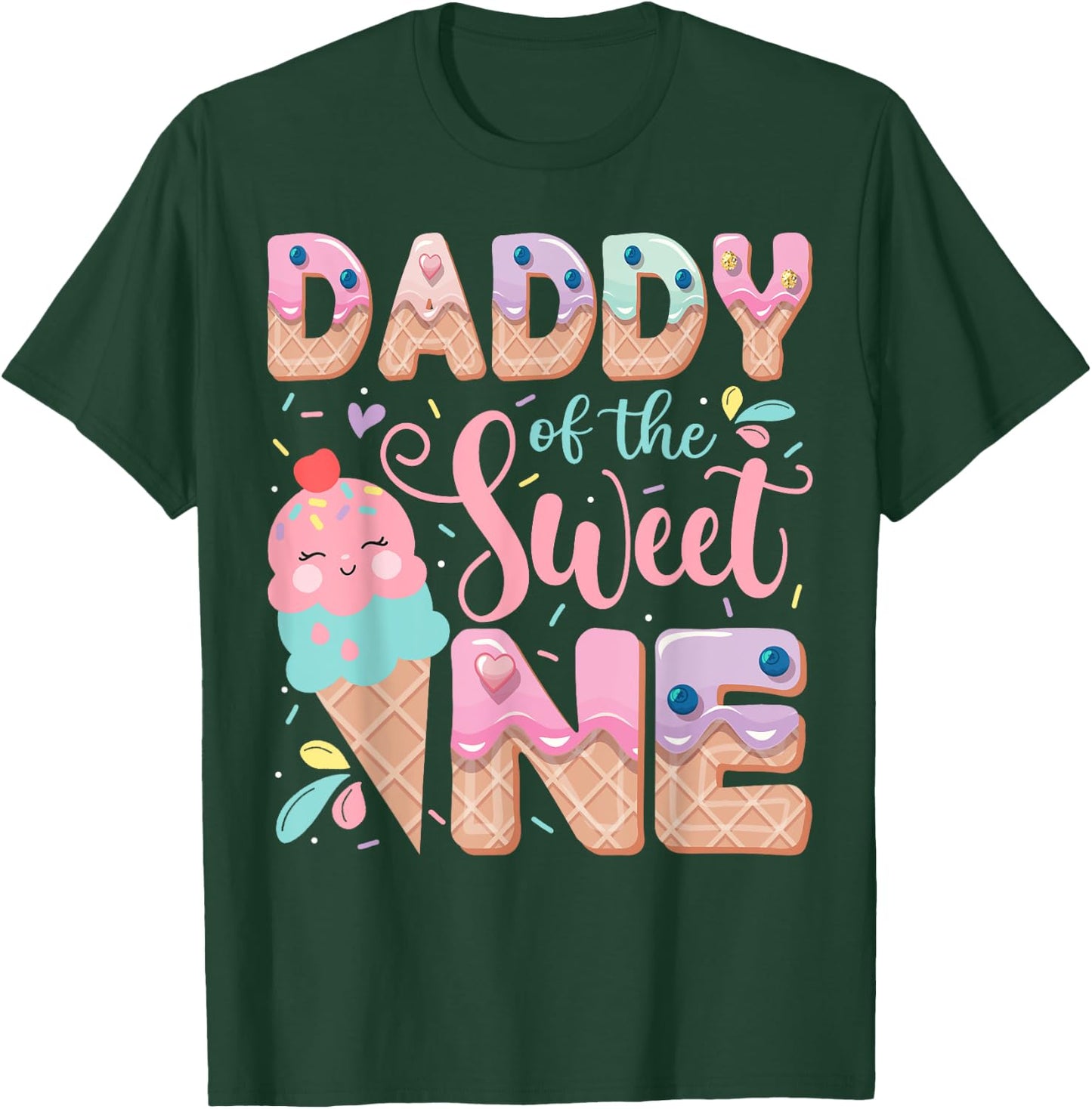 Daddy Of The Sweet One Ice Cream 1St Birthday Party T-Shirt - T-Shirt | Forest