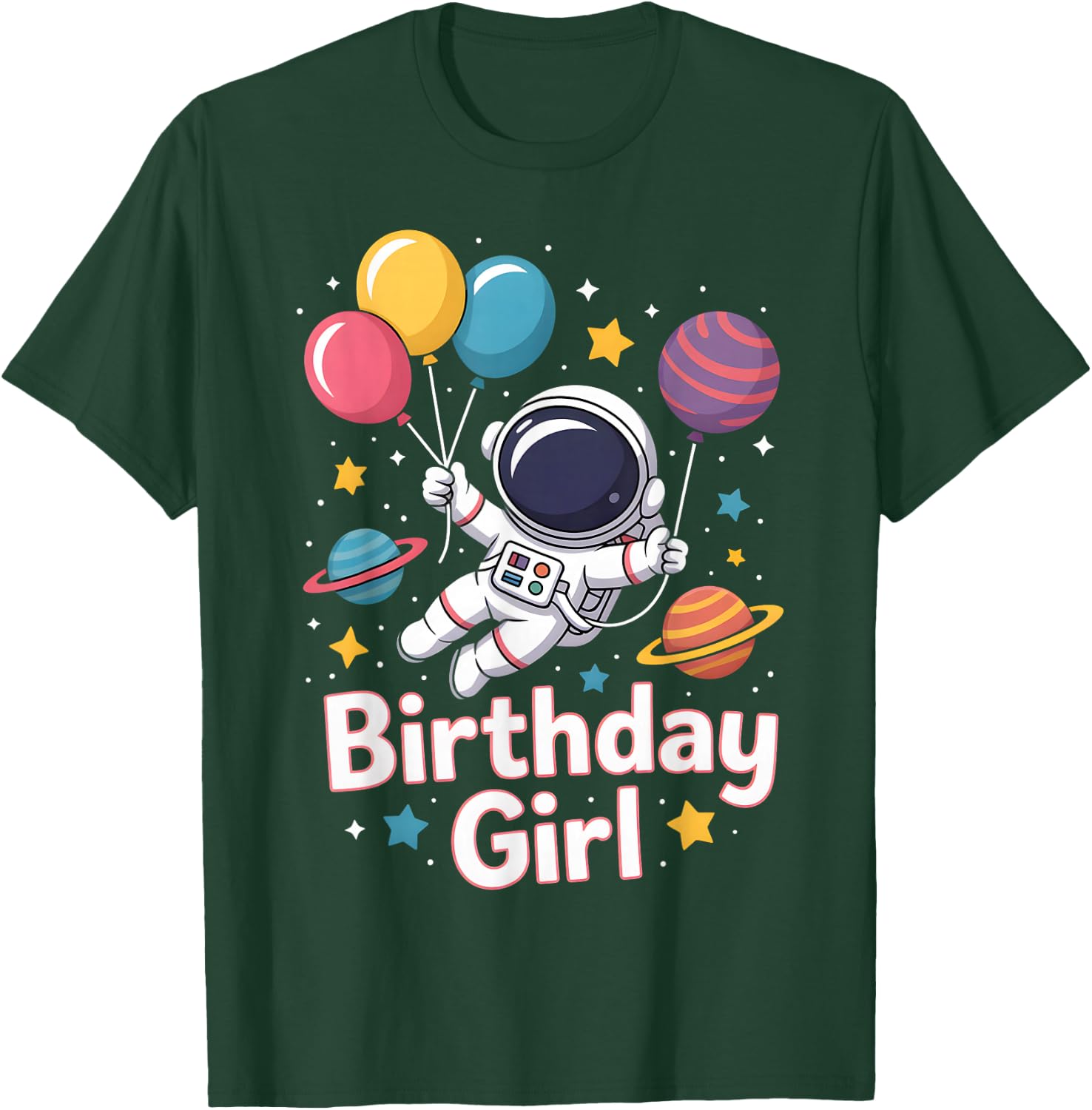 Birthday Girl Astronaut Space Party Stars T-Shirt - T-Shirt | Forest