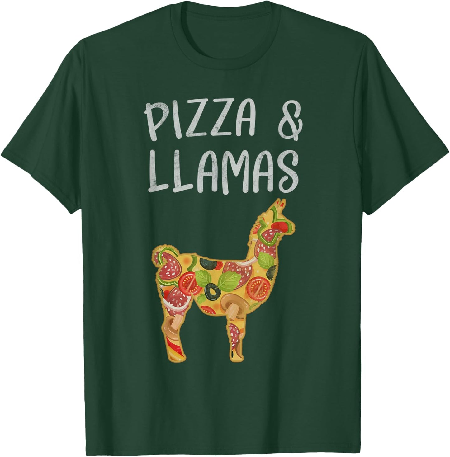 I Like Pizza and Llamas Funny Llama Pizza Lovers Cute T-Shirt - T-Shirt | Forest