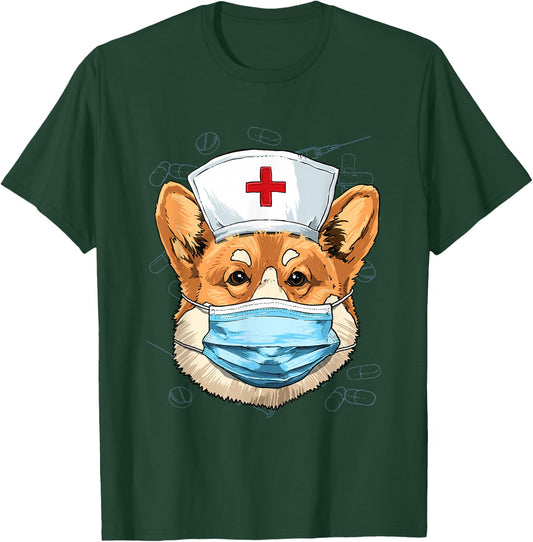 Corgi Dog Nurse RN Nursing School Graduation T-Shirt - T-Shirt | Forest